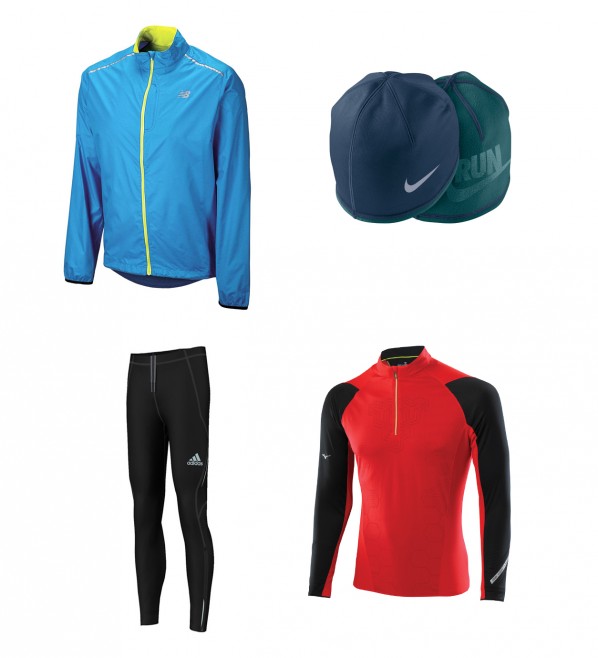     dámské oblečení - bunda Adidas AKTIV HOODED CLIMAPROOF JACKET W, čepice Adidas RUN CL W BEANIE, elasťáky Nike FILAMENT TIGHT, tričko Mizuno WARMALITE H/Z LS TEE 